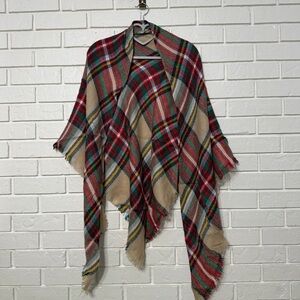 Wander Agio Plaid Oversized Blanket Scarf Holiday Wrap NWT